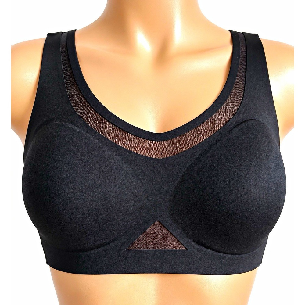 Honeylove CrossFlex Wireless Activity Bra Black S+ CloudFuse Mesh